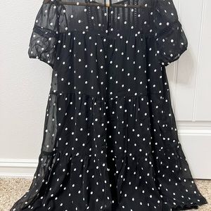 Blu Pepper Babydoll black polkadot dress